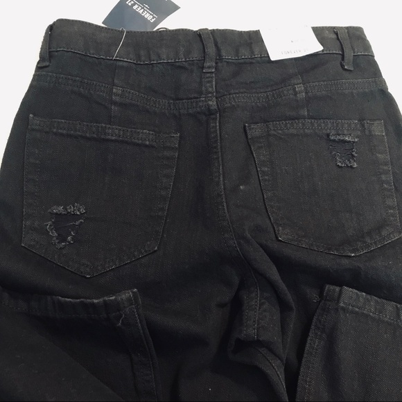 Forever 21 Black High Waisted Wide Leg Distressed - Picture 6 of 7